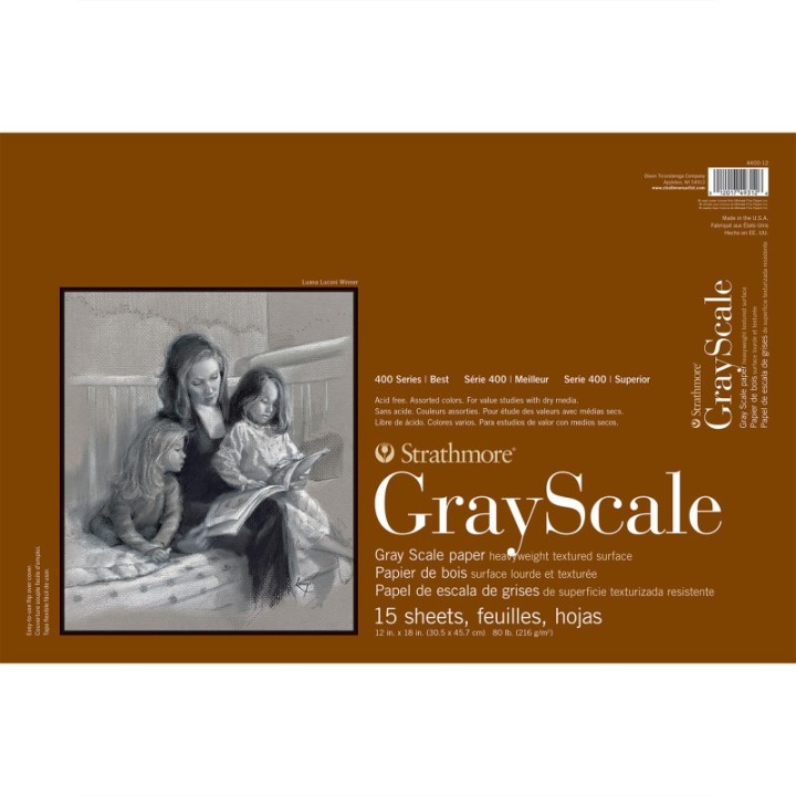 Strathmore 400 Series Grayscale Paper Pad, Glue Binding, 15 Sheet, 12x18 inch, 1 Count