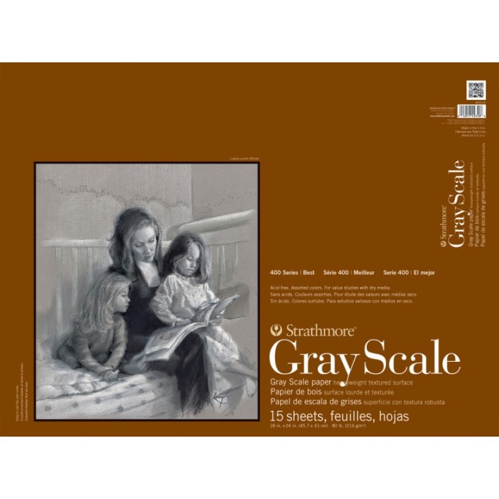 Strathmore 400 Series Grayscale Paper Pad, Glue Binding, 15 Sheet, 18x24 inch, 1 Count