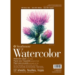 Strathmore 400 Series Watercolor Pad, Top Wire Binding, 12 Sheet, 9x12 inch, 1 Count