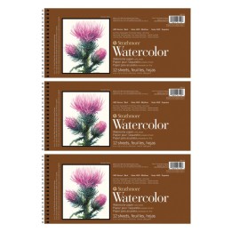Strathmore 400 Series Watercolor Paper Pad, Cold Pressed, Tape Binding, 12 Sheet, 6x12 inch, Pack of 3