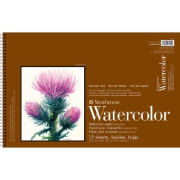 Strathmore 400 Series Watercolor Pad, Side Wire Binding, 12 Sheet, 12x18 inch, 1 Count