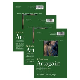 Strathmore 400 Series Artagain Pastel & Drawing Paper Pad, Coal Black, Glue Binding, 24 Sheet, 6x9 inch, Pack of 3