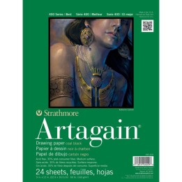 Strathmore 400 Series Artagain Pastel & Drawing Paper Pad, Coal Black, Glue Binding, 24 Sheet, 9x12 inch, 1 Count