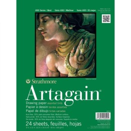 Strathmore 400 Series Artagain Pastel & Drawing Paper Pad, Assorted Colors, Glue Binding, 24 Sheet, 9x12 inch, 1 Count