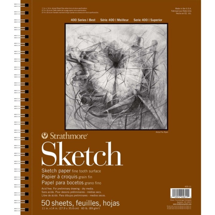 Strathmore 400 Series Sketch Paper Pad, Side Wire Binding, 50 Sheet, 11x14 inch, 1 Count