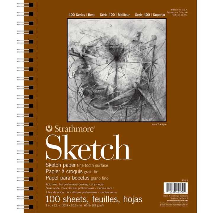 Strathmore 400 Series Sketch Pad, Side Wire Binding, 100 Sheet, 9x12 inch, 1 Count