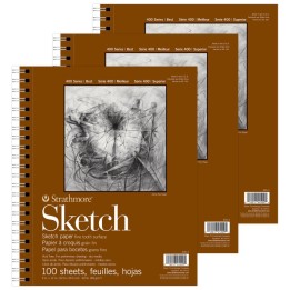 Strathmore 400 Series Sketch Pad, Side Wire Binding, 100 Sheet, 9x12 inch, Pack of 3
