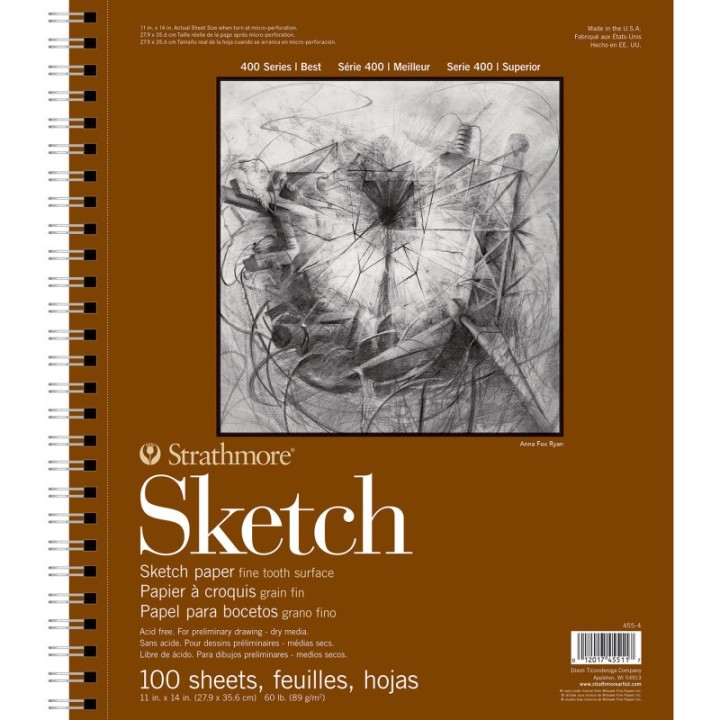 Strathmore 400 Series Sketch Pad, Side Wire Binding, 100 Sheet, 11x14 inch, 1 Count