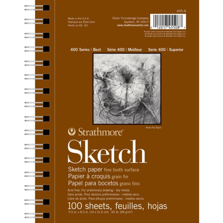 Strathmore 400 Series Sketch Pad, Side Wire Binding, 100 Sheet, 5.5x8.5 inch, 1 Count