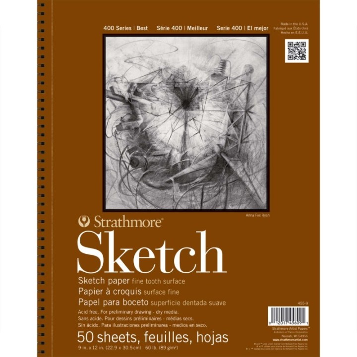 Strathmore 400 Series Sketch Paper Pad, Side Wire Binding, 50 Sheet, 9x12 inch, 1 Count