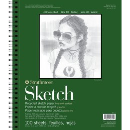 Strathmore 400 Series Sketch Pad, Recycled, Side Wire Binding, 100 Sheet, 11x14 inch, 1 Count