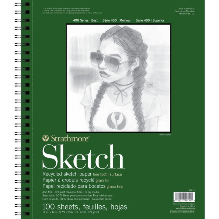 Strathmore 400 Series Sketch Pad, Recycled, Side Wire Binding, 100 Sheet, 11x14 inch, 1 Count