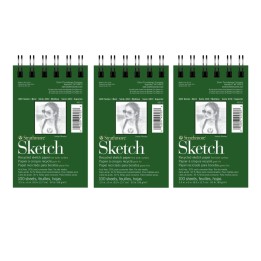 Strathmore 400 Series Sketch Pad, Recycled, Side Wire Binding, 100 Sheet, 3.5x5 inch, Pack of 3