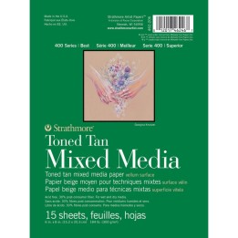 Strathmore 400 Series Mixed Media Pad, Toned Tan, Glue Binding, 15 Sheet, 6x8 inch, 1 Count