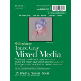 Strathmore 400 Series Mixed Media Pad, Toned Gray, Glue Binding, 15 Sheet, 6x8 inch, 1 Count
