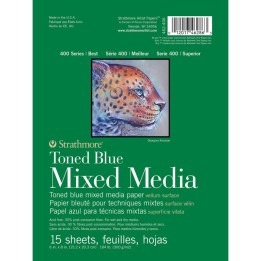 Strathmore 400 Series Mixed Media Pad, Toned Blue, Glue Binding, 15 Sheet, 6x8 inch, 1 Count