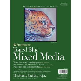 Strathmore 400 Series Mixed Media Pad, Toned Blue, Glue Binding, 15 Sheet, 9x12 inch, 1 Count