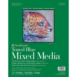 Strathmore 400 Series Mixed Media Pad, Toned Blue, Glue Binding, 15 Sheet, 11x14 inch, 1 Count