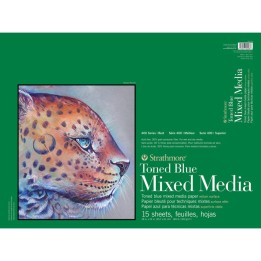 Strathmore 400 Series Mixed Media Pad, Toned Blue, Glue Binding, 15 Sheet, 18x24 inch, 1 Count