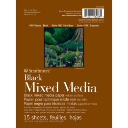 Strathmore 400 Series Mixed Media Pad, Black, Glue Binding, 15 Sheet, 6x8 inch, 1 Count