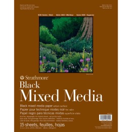 Strathmore 400 Series Mixed Media Pad, Black, Glue Binding, 15 Sheet, 11x14 inch, 1 Count