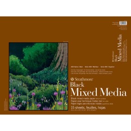 Strathmore 400 Series Mixed Media Pad, Black, Glue Binding, 15 Sheet, 18x24 inch, 1 Count