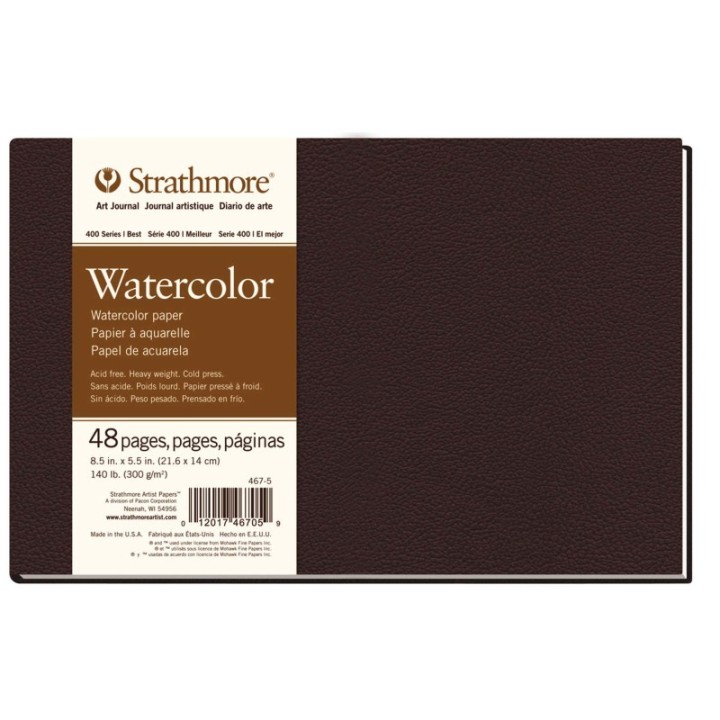 Strathmore 400 Series Art Journal Watercolor Paper, Hardbound Binding, 48 Page/24 Sheet, 8.5x5.5 inch, 1 Count