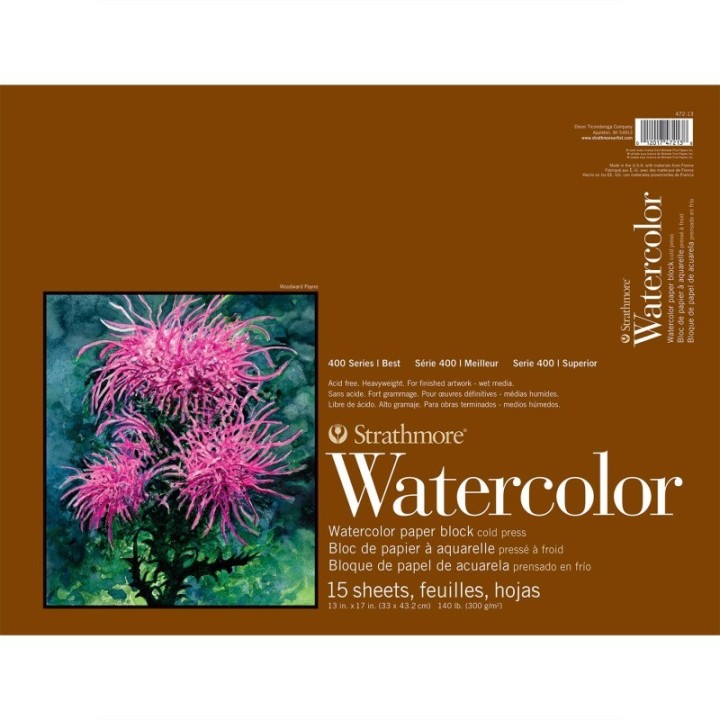 Strathmore 400 Series Watercolor Paper Block, 15 Sheet, 13x17 inch, 1 Count