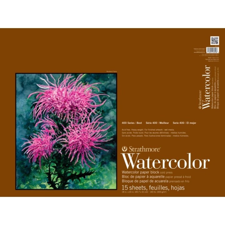 Strathmore 400 Series Watercolor Paper Block, 15 Sheet, 18x24 inch, 1 Count
