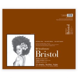 Strathmore 400 Series Bristol Paper Pad, Smooth Finish, 2-Ply, Tape Binding, 15 Sheet, 14x17 inch, 1 Count