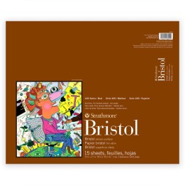 Strathmore 400 Series Bristol Paper Pad, Vellum Finish, 2-Ply, Tape Binding, 15 Sheet, 14x17 inch, 1 Count