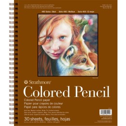 Strathmore 400 Series Colored Pencil Paper Pad, Side Wire Binding, 30 Sheet, 18x24 inch, 1 Count