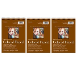 Strathmore 400 Series Color Pencil Pad, Wire Binding, 30 Sheet, 6x8 inch, Pack of 3