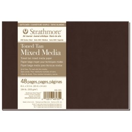Strathmore 400 Series Art Journal Mixed Media Paper, Toned Tan, Soft Cover Binding, 48 Sheet, 8x5.5 inch, 1 Count