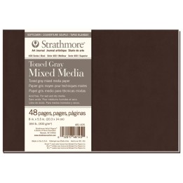 Strathmore 400 Series Art Journal Mixed Media Paper, Toned Gray, Soft Cover Binding, 96 Page/48 Sheet, 8x5.5 inch, 1 Count