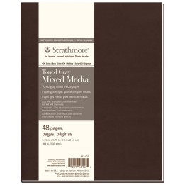 Strathmore 400 Series Art Journal Mixed Media Paper, Toned Gray, Soft Cover Binding, 96 Page/48 Sheet, 7.75x9.75 inch, 1 Count