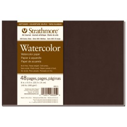 Strathmore 400 Series Art Journal Watercolor Paper, Soft Cover Binding, 48 Page/24 Sheet, 8x5.5 inch, 1 Count