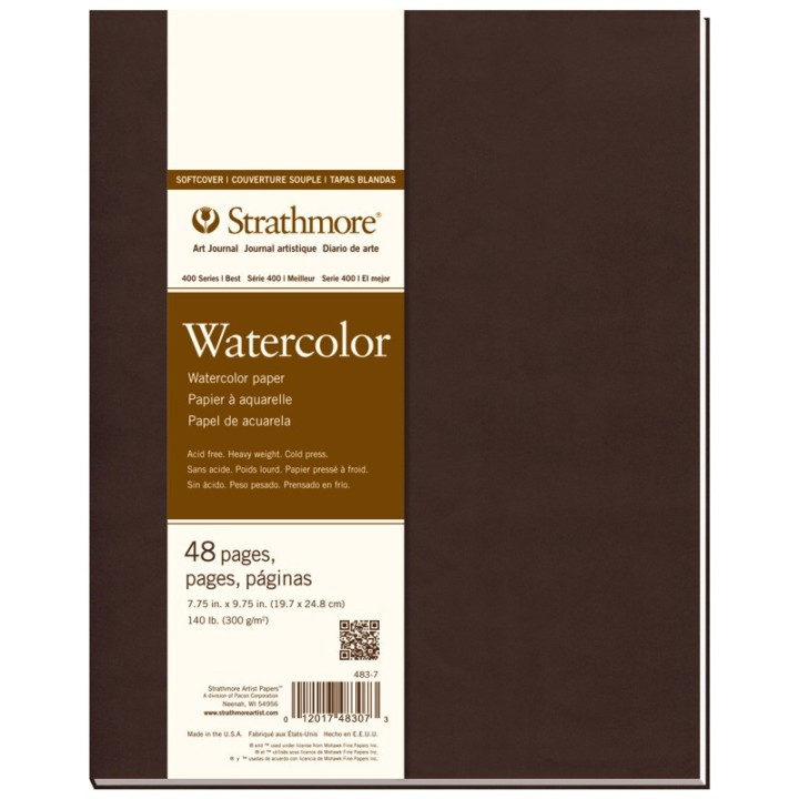 Strathmore 400 Series Art Journal Watercolor Paper, Soft Cover Binding, 48 Page/24 Sheet, 7.75x9.75 inch, 1 Count