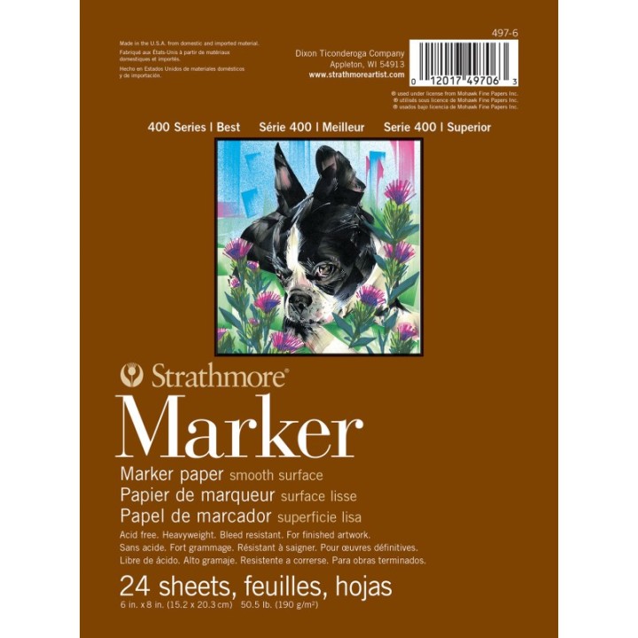 Strathmore 400 Series Marker Pad, Glue Binding, 24 Sheet, 6x8 inch, 1 Count