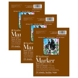 Strathmore 400 Series Marker Pad, Glue Binding, 24 Sheet, 6x8 inch, Pack of 3