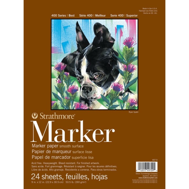 Strathmore 400 Series Marker Pad, Glue Binding, 24 Sheet, 9x12 inch, 1 Count