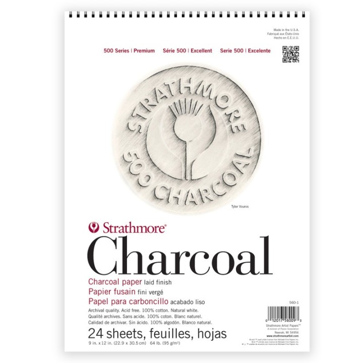 Strathmore 500 Series Charcoal Paper Pad, 24 Sheet, 9x12 inch, 1 Count