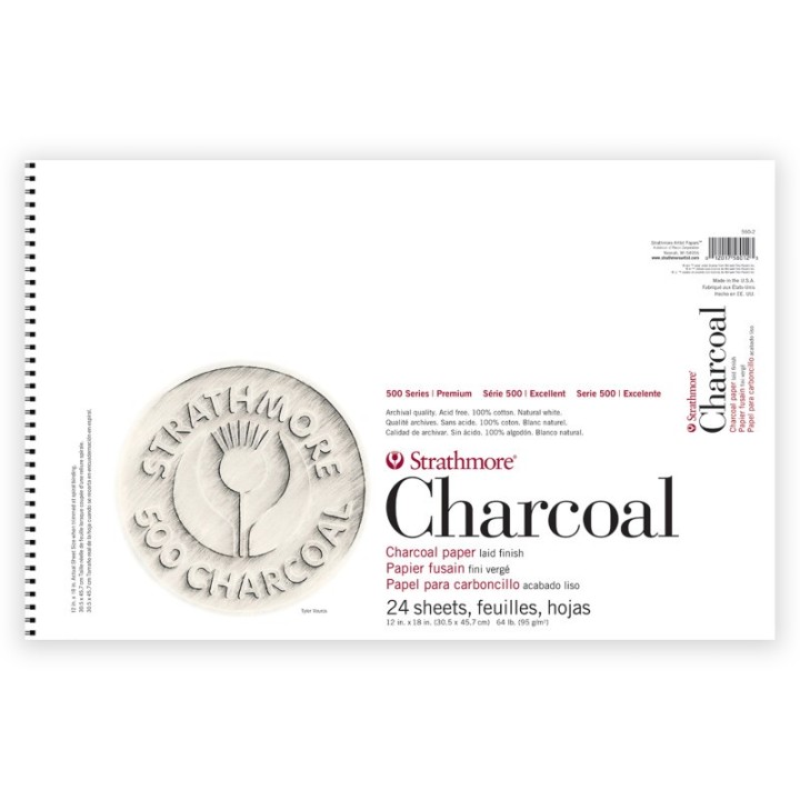 Strathmore 500 Series Charcoal Paper Pad, 24 Sheet, 12x18 inch, 1 Count