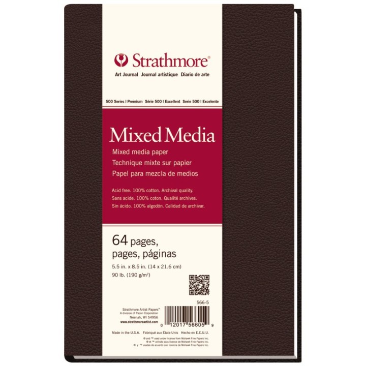 Strathmore 500 Series Art Journal Mixed Media Paper, Hardbound Binding, 64 Sheet, 5.5x8.5 inch, 1 Count