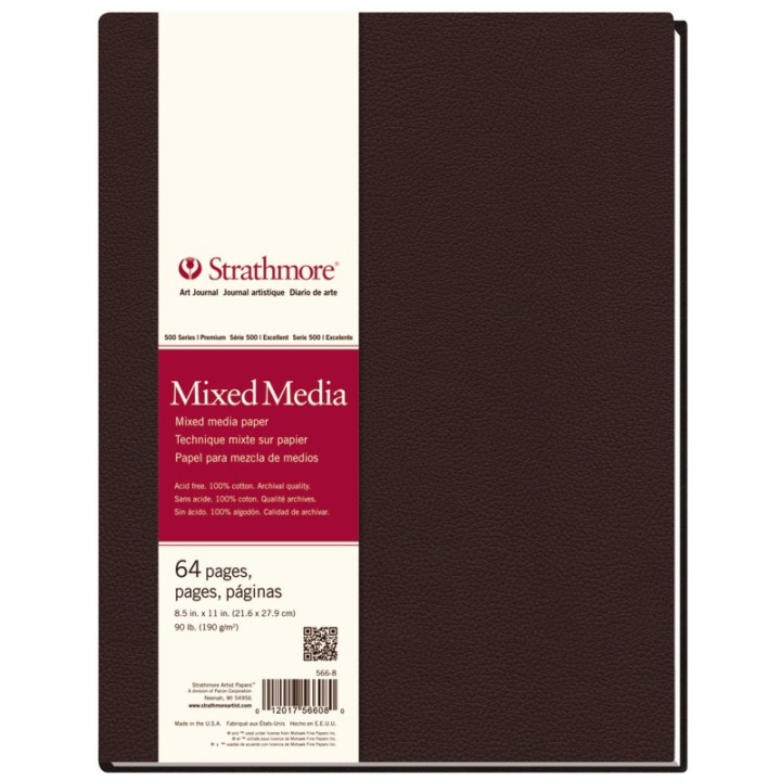 Strathmore 500 Series Art Journal Mixed Media Paper, Hardbound Binding, 64 Sheet, 8.5x11 inch, 1 Count