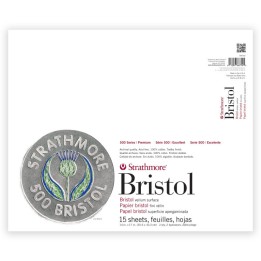 Strathmore 500 Series Bristol Paper Pad, 2-Ply, Vellum Finish, 15 Sheet, 14x17 inch, 1 Count