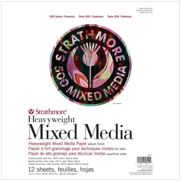 Strathmore 500 Series Mixed Media Pad, 12 Sheet, 11x14 inch, 1 Count
