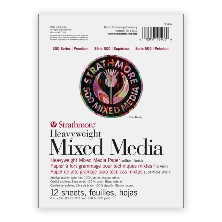 Strathmore 500 Series Mixed Media Pad, 12 Sheet, 6x8 inch, 1 Count