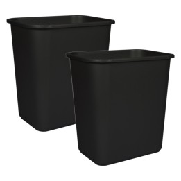 Storex 7 Gallon Waste Basket, Black, Pack of 2