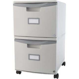 Storex 2 Drawer Mobile File Cabinet with Lock, Gray